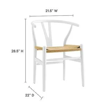Modway Amish Mid-Century Wood Kitchen and Dining Room Chair in White