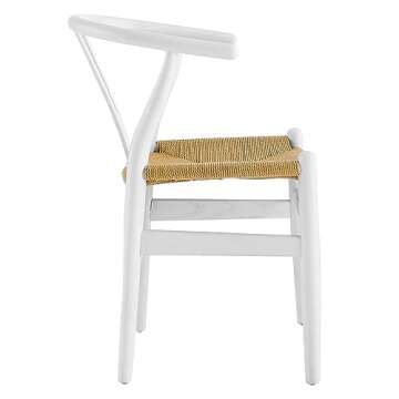 Modway Amish Mid-Century Wood Kitchen and Dining Room Chair in White