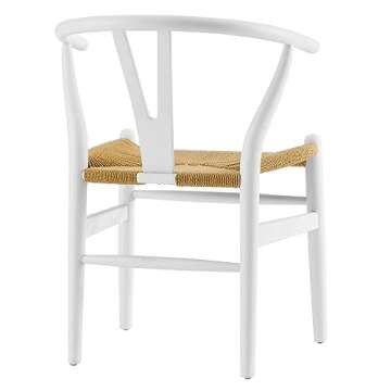 Modway Amish Mid-Century Wood Kitchen and Dining Room Chair in White