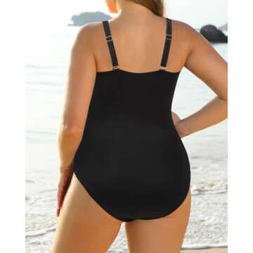 Aqua Eve Plus Size One Piece Swimsuit for Women Tummy Control Bathing Suits One Shoulder Swimwear Bl...