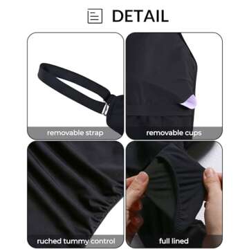 Aqua Eve Plus Size One Piece Swimsuit for Women Tummy Control Bathing Suits One Shoulder Swimwear Black 18W