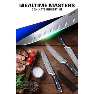 Dalstrong Steak Knife Set - 4-Piece - 5 inch Straight - Gladiator Series Elite - Forged German High-Carbon Steel - Black G10 Handle - Sheaths - Dinner Dad's Valentine Gift Set - NSF Certified