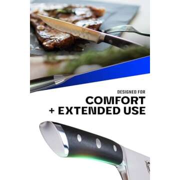 Dalstrong Steak Knife Set - 4-Piece - 5 inch Straight - Gladiator Series Elite - Forged German High-Carbon Steel - Black G10 Handle - Sheaths - Dinner Dad's Valentine Gift Set - NSF Certified