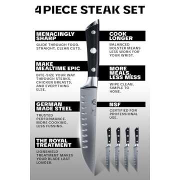 Dalstrong Steak Knife Set - 4-Piece - 5 inch Straight - Gladiator Series Elite - Forged German High-Carbon Steel - Black G10 Handle - Sheaths - Dinner Dad's Valentine Gift Set - NSF Certified