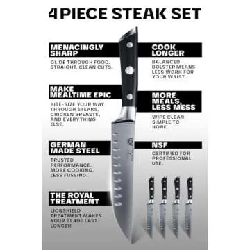 Dalstrong Steak Knife Set - 4-Piece - 5 inch Straight - Gladiator Series Elite - Forged German High-Carbon Steel - Black G10 Handle - Sheaths - Dinner Dad's Valentine Gift Set - NSF Certified