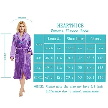HEARTNICE Women's Fleece Bathrobe - Plush Comfort