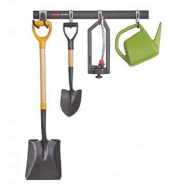 Rubbermaid FastTrack Garage Storage Utility Hooks, 5 Piece, Black, All in One Rail Hook Kit and Tool...
