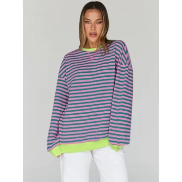 Trendy Queen Oversized Striped Sweatshirt for Women
