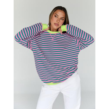 Trendy Queen Oversized Striped Sweatshirt for Women