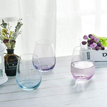 Colored Stemless Wine Glass Set of 6 for All Occasions