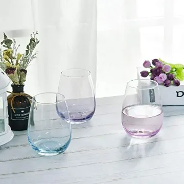 Colored Stemless Wine Glass Set of 6 for All Occasions