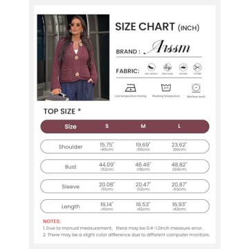 Arssm Womens Cropped Cardigan Sweaters Chunky Open Front Button Down Knit Sweater Long Sleeve Loose Cardigan Outerwear(DarkRed-L)