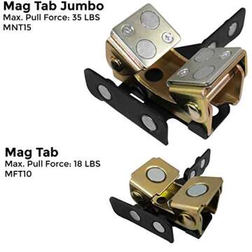 Adjustable Magnetic Tab Holder, Vertical/Horizontal Tab Holding, Adjustable V-Pads, Max Pull Force: 18 LBS, Tack Welding Tool, Patented Design, MFT10