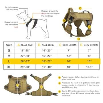 Tactical Dog Harness Vest with Handle - No Pull, Adjustable, Reflective K9 Military Service Harness