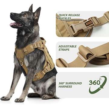 Durable Tactical Dog Harness for Large Breeds