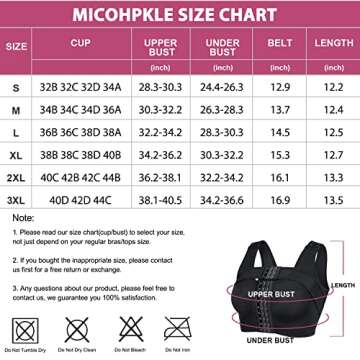 MICOHPKLE Women Post Surgery Bra Front Closure Compression Tank Top Posture Corrector Shapewear with Breast Support Band (Large, Black)