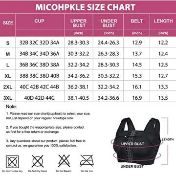MICOHPKLE Women Post Surgery Bra Front Closure Compression Tank Top Posture Corrector Shapewear with Breast Support Band (Large, Black)