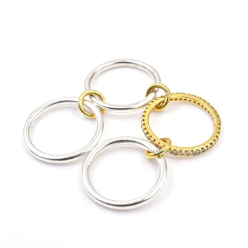 925 Silver Diamond 4 Set Stacking Band Ring Jewelry