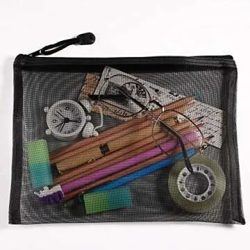 Outus 15 Pieces Mesh Bags Mesh Zipper Pouch Makeup Bags Cosmetic Travel Organizer Pouch Pencil Case(9.5 x 7.1 Inches,Black)