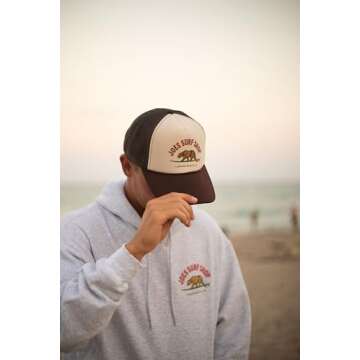 JOES SURF SHOP Surfing Bear Foam Snapback Trucker Hat-Brown