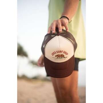 JOES SURF SHOP Surfing Bear Foam Snapback Trucker Hat-Brown