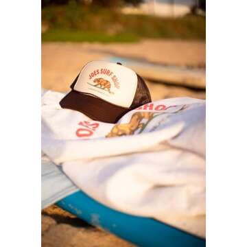 JOES SURF SHOP Surfing Bear Foam Snapback Trucker Hat-Brown