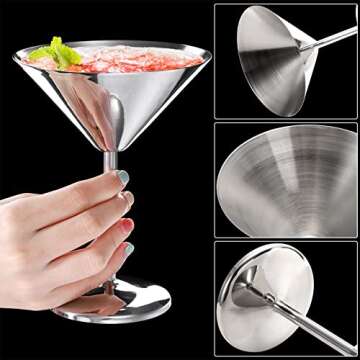 Peohud Stainless Steel Martini Glasses Set of 4 Unbreakable