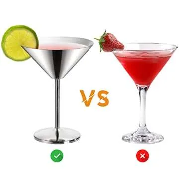 Peohud Stainless Steel Martini Glasses Set of 4 Unbreakable