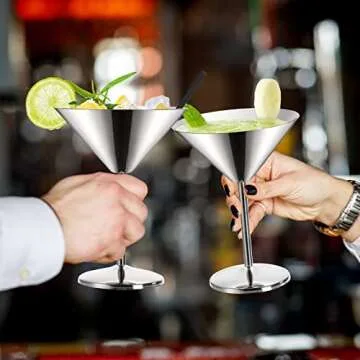 Peohud Stainless Steel Martini Glasses Set of 4 Unbreakable