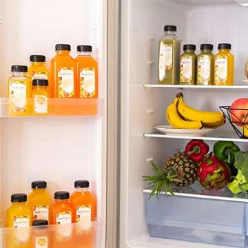 TOMNK 35pcs 8oz Plastic Juice Bottles with Caps, Reusable Clear Bottles with Label, Funnel and Brush Beverage Containers Bulk with Lids for Juicing, Smoothies, Drinking