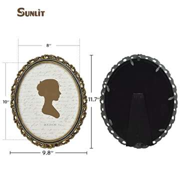 Sunlit Vintage Picture Frame 8x10 Inch, Oval Antique Photo Frames with Glass Front, Luxury Photo Dis...