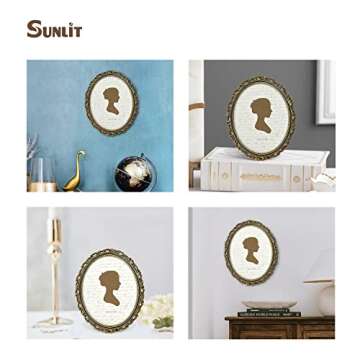Sunlit Vintage Picture Frame 8x10 Inch, Oval Antique Photo Frames with Glass Front, Luxury Photo Display, Tabletop Wall Hanging, Gift Ideas, Golden Brown