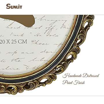 Sunlit Vintage Picture Frame 8x10 Inch, Oval Antique Photo Frames with Glass Front, Luxury Photo Display, Tabletop Wall Hanging, Gift Ideas, Golden Brown