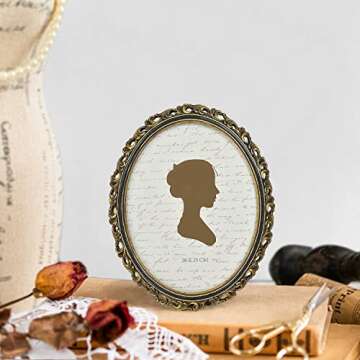 Sunlit Vintage Picture Frame 8x10 Inch, Oval Antique Photo Frames with Glass Front, Luxury Photo Display, Tabletop Wall Hanging, Gift Ideas, Golden Brown