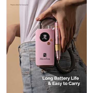 MelodySusie Portable Nail Drill 30000 RPM,Professional Rechargeable Electric Nail File,SC320F Cordle...