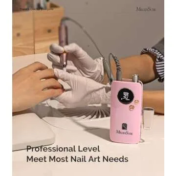 MelodySusie Portable Nail Drill 30000 RPM,Professional Rechargeable Electric Nail File,SC320F Cordless Nail E File for Acrylic Nails Gel Polishing Removing,Efile Nail Kit for Manicure Salon Home,Pink