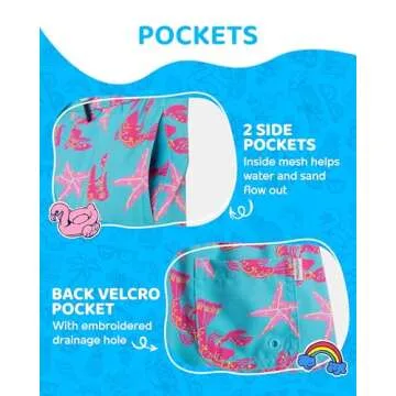 maamgic Boys Swim Trunks with Compression Liner Toddler Boy Swimsuit Quick Dry 4-Way Stretch Swimming Trunks Sea World Acid Blue 7 Years