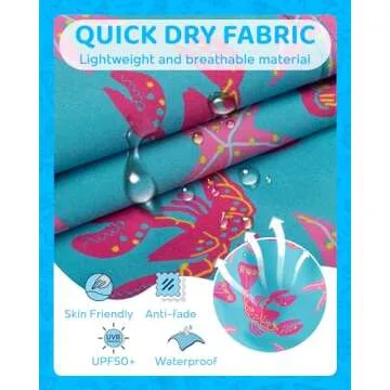 maamgic Boys Swim Trunks with Compression Liner Toddler Boy Swimsuit Quick Dry 4-Way Stretch Swimming Trunks Sea World Acid Blue 7 Years