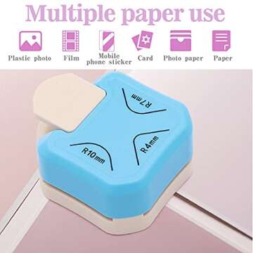 Jeemiter 3 in 1 Corner Rounder Punch - Hole Punch 4mm 7mm 10mm 3-Way Corner Cutter for Paper Craft, DIY Projects, Photo Cutter, Card Making and Scrapbooking Crafting Handmade Activity