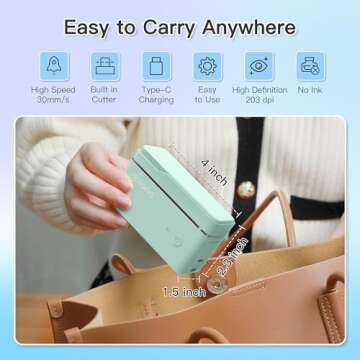 POLONO P31S Label Maker Machine with Tape, Portable Thermal Printer, Portable Bluetooth Label Printer for Organizing Storage Office Home, Sticker Maker Mini Label Maker with Multiple Templates, Green