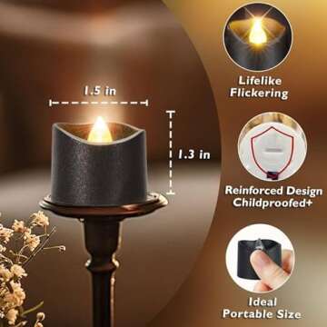 Homemory Black Tea Lights Candles Battery Operated, 200+Hour Flameless Flickering Fake Electric LED ...