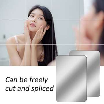 BBTO 9 Pieces Adhesive Craft Mirrors 6 x 9 Inches, 6 x 6 Inches Acrylic Mirror Tiles Small Rectangular Stick on Flexible Self Adhesive Non Glass Plastic Mirror Wall Stickers