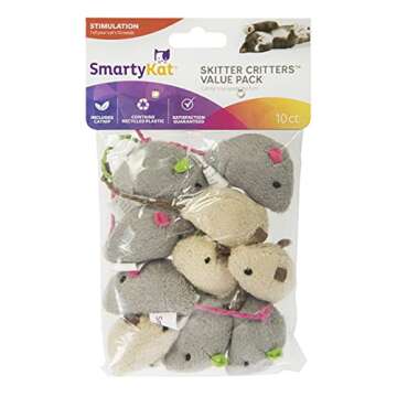 SmartyKat Skitter Critters Value Pack Catnip Cat Toys - Gray/Cream, Set of 10