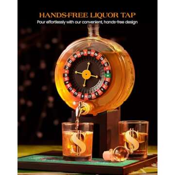 Kollea Roulette Whiskey Decanter Set, 60.9 Oz Casino-Style Slot Decanter with 4 Dollar Glasses, Cool...