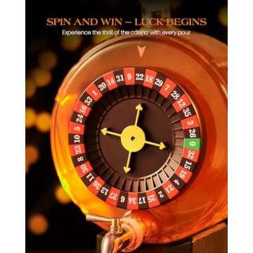 Kollea Roulette Whiskey Decanter Set, 60.9 Oz Casino-Style Slot Decanter with 4 Dollar Glasses, Cool Birthday Gifts for Men Dad, Him, Liquor Dispenser for Anniversary, Bar, Poker Game Night, Men Cave