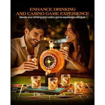 Kollea Roulette Whiskey Decanter Set, 60.9 Oz Casino-Style Slot Decanter with 4 Dollar Glasses, Cool Birthday Gifts for Men Dad, Him, Liquor Dispenser for Anniversary, Bar, Poker Game Night, Men Cave