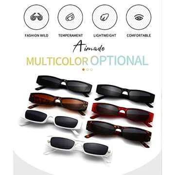 AIMADE Retro Rectangle Sunglasses Narrow Frame Mini Sunglasses Small Slim Glasses for Women and Men UV400 (leopard)