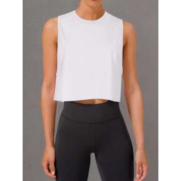 LASLULU Crop Tops Workout Tops Loose Sleeveless Cropped Muscle Tank Open Back Shirts Gym Exercise Clothes for Women