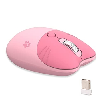 Lomiluskr Cute Cat Wireless Mouse, Lightweight Soundless Mouse, 2.4G Wireless Mice, Candy Colors, Ka...