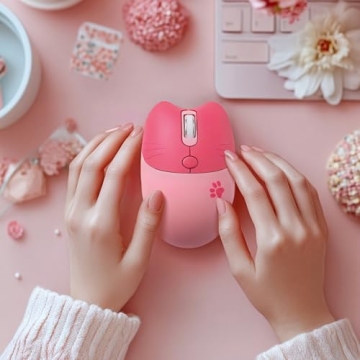 Lomiluskr Cute Cat Wireless Mouse in Candy Colors for Kids and Adults